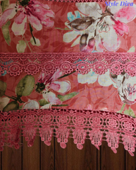Pure Cotton Printed Un-Stitched Suit with Chiffon Digital Print Dupatta & Crochet Lacing