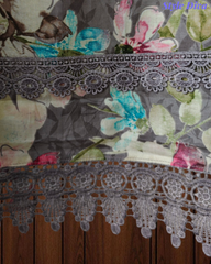 Pure Cotton Printed Un-Stitched Suit with Chiffon Digital Print Dupatta & Crochet Lacing