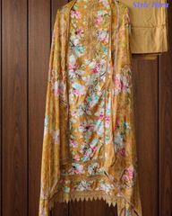 Pure Cotton Printed Un-Stitched Suit with Chiffon Digital Print Dupatta & Crochet Lacing
