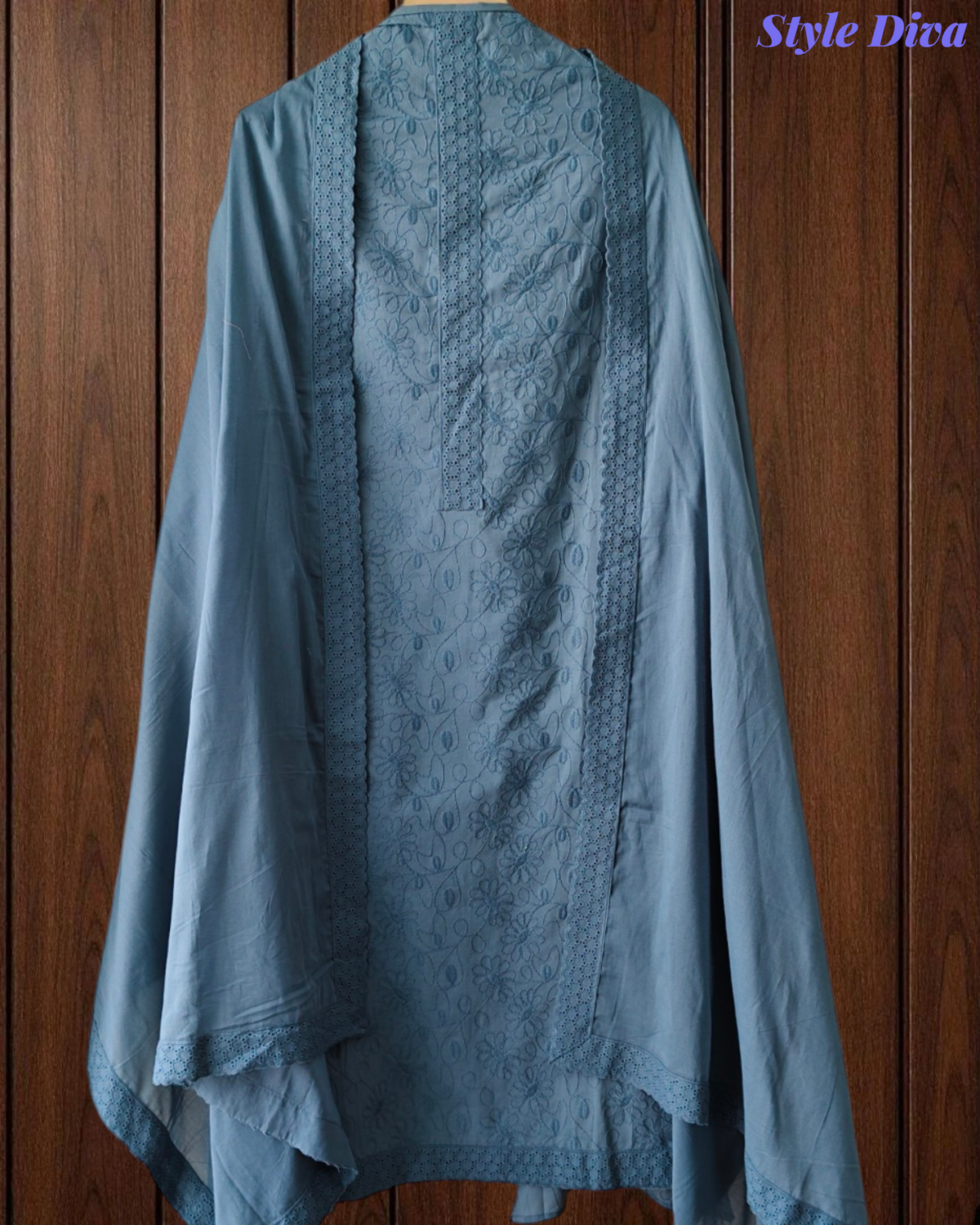Pure Cotton Embroidered Unstitched Suit with Embroidered Dupatta (3 Pc Set)