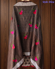 Pure Cotton Block Print Effect Suit with Faux Mirror Highlighting & Printed Dupatta
