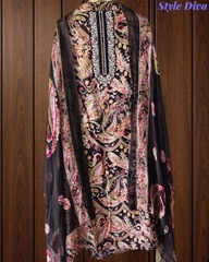 Pure Cotton Digital Print Unstitched Suit with Zari Patch Work & Chiffon Dupatta