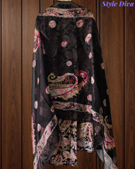 Pure Cotton Digital Print Unstitched Suit with Zari Patch Work & Chiffon Dupatta