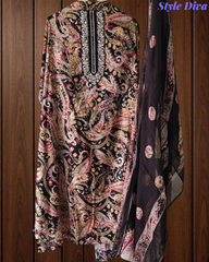 Pure Cotton Digital Print Unstitched Suit with Zari Patch Work & Chiffon Dupatta