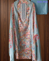 Pure Cotton Digital Print Unstitched Suit with Zari Patch Work & Chiffon Dupatta