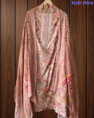Pure Cotton Digital Print Unstitched Suit with Zari Patch Work & Chiffon Dupatta