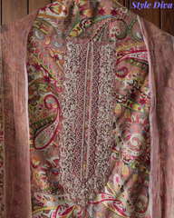 Pure Cotton Digital Print Unstitched Suit with Zari Patch Work & Chiffon Dupatta