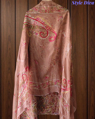 Pure Cotton Digital Print Unstitched Suit with Zari Patch Work & Chiffon Dupatta