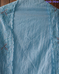 Crush Mul Cotton Laser Cut Embroidered Unstitched Suit with Embroidered Dupatta (3 Pc Set)