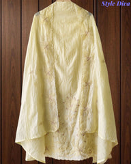 Crush Mul Cotton Laser Cut Embroidered Unstitched Suit with Embroidered Dupatta (3 Pc Set)