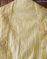Crush Mul Cotton Laser Cut Embroidered Unstitched Suit with Embroidered Dupatta (3 Pc Set)