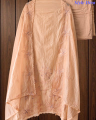 Crush Mul Cotton Laser Cut Embroidered Unstitched Suit with Embroidered Dupatta (3 Pc Set)