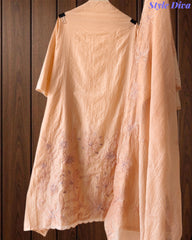 Crush Mul Cotton Laser Cut Embroidered Unstitched Suit with Embroidered Dupatta (3 Pc Set)
