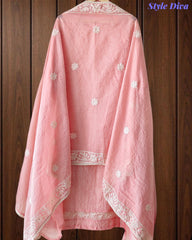 Elegant Mul Cotton Overall Lucknowi Embroidered Suit  with Embroidery Dupatta