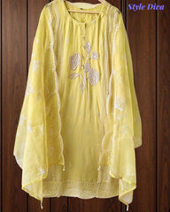 Organza Handworked Kurta Set with Sequin Dupatta – Fully Stitched 3 Pc Suit