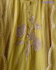 Organza Handworked Kurta Set with Sequin Dupatta – Fully Stitched 3 Pc Suit