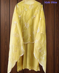 Organza Handworked Kurta Set with Sequin Dupatta – Fully Stitched 3 Pc Suit