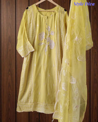Organza Handworked Kurta Set with Sequin Dupatta – Fully Stitched 3 Pc Suit
