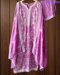 Fully Stitched -Muslin Pakistani Style Embroidered Suit Set with Embroidered Dupatta