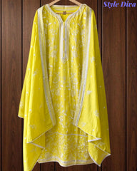 Fully Stitched -Muslin Pakistani Style Embroidered Suit Set with Embroidered Dupatta