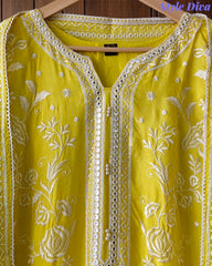 Fully Stitched -Muslin Pakistani Style Embroidered Suit Set with Embroidered Dupatta