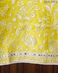 Fully Stitched -Muslin Pakistani Style Embroidered Suit Set with Embroidered Dupatta