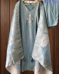 Fully Stitched -  Muslin Digital Print Mirror & Pearl Suit -Stitched for Elegance