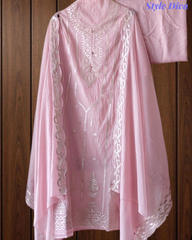 Mul Cotton Faux Leather Work Unstitched Suit Set for Women | Festive & Party Wear