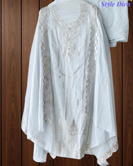 Mul Cotton Faux Leather Work Unstitched Suit Set for Women | Festive & Party Wear