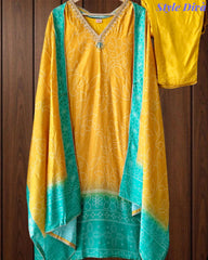 Fully Stitched -  Muslin Digital Print Mirror & Pearl Suit -Stitched for Elegance