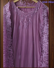Pastel Organza Embroidered 3-Piece Fully Stitched Suit with Shantoon Pants