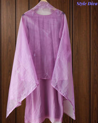 Pastel Organza Embroidered 3-Piece Fully Stitched Suit with Shantoon Pants