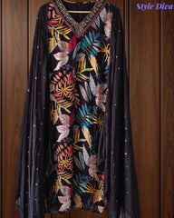 Elegant Chinnon Digital Printed Kurta Set with Neck Embroidery & Chiffon Dupatta – Fully Stitched
