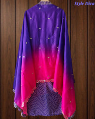Chinnon Ombre Digital Printed 3-Piece Fully Stitched Suit with Sequin Embroidery & Shantoon Pants