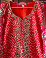 Chinnon Ombre Digital Printed 3-Piece Fully Stitched Suit with Sequin Embroidery & Shantoon Pants