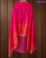 Chinnon Ombre Digital Printed 3-Piece Fully Stitched Suit with Sequin Embroidery & Shantoon Pants