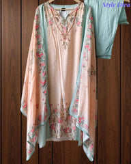 Fully Stitched-Muslin Digital Print Pearl Work  Suit Set with Muslin Dupatta