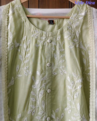 Cotton Embroidered Kurta Set with Brush-Paint Dupatta – Fully Stitched 3 Pc Suit