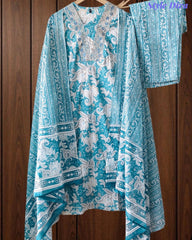 Cotton Printed Suit Set with zari  Work – Fully Stitched 3PC Set