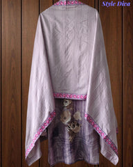 Roman Silk Digital Printed Kurta with Muslin Sequin Work Dupatta – Fully Stitched 3-Piece Suit with Shantoon Pants