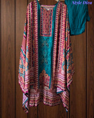 Muslin Digital Printed Kurta Set with Mirror Highlighting & Shantoon Pant – Fully Stitched 3-Piece Suit