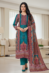 Muslin Digital Printed Kurta Set with Mirror Highlighting & Shantoon Pant – Fully Stitched 3-Piece Suit