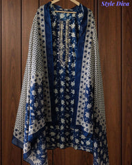 Cotton Printed Fully Stitched 3-Piece Suit with Mirror Work & Mul Cotton Dupatta