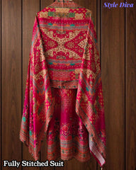 Fully Stitched-Muslin Shimmer Digital Print  Suit Set with Mirror Work & Digital Print Dupatta
