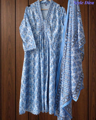 Cotton Printed Suit Set with Faux Mirror Work – Fully Stitched 3PC Set