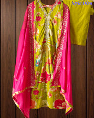 Muslin Kurta with Thread Embroidery & Croatia Lacing – Fully Stitched 3-Piece Suit Set with Shantoon Pants