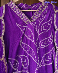 Fully Stitched Crepe Suit with Organza Dupatta