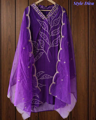 Fully Stitched Crepe Suit with Organza Dupatta