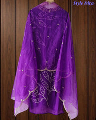 Fully Stitched Crepe Suit with Organza Dupatta