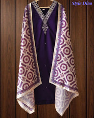 Elegant Roman Silk Zari Embroidered Kurta Set with Digital Printed Dupatta – Afghani Style Fully Stitched Suit